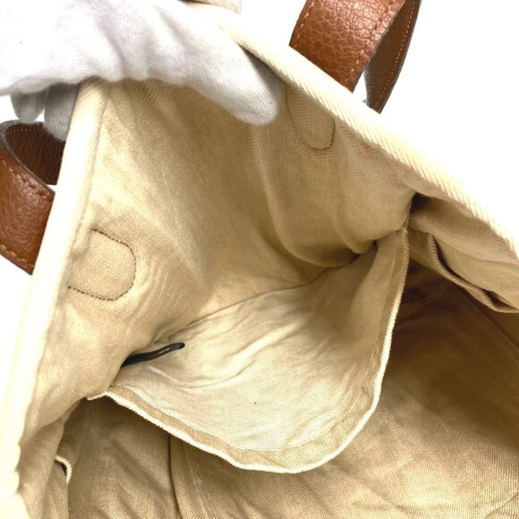 HERMES Kabas Calicut Tote Bag Shoulder Bag Leather/Canvas Beige/Brown - Picture 8 of 16